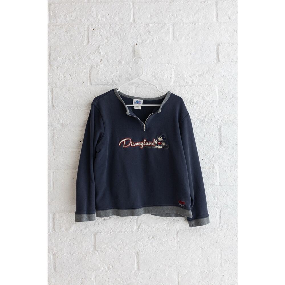 Vintage Disneyland Resort Navy Mickey Quarter-zip Long Sleeve - Women’s XL